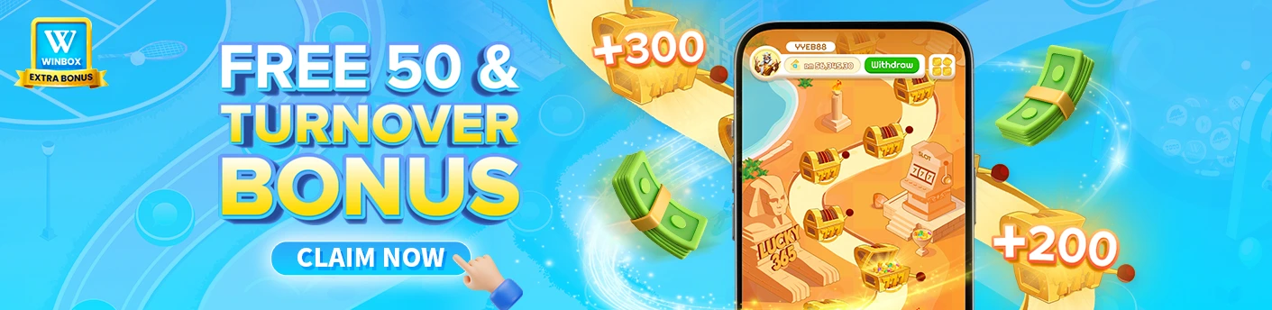 Winbox Extra Bonus Banner with wording “Download Extra Bonus Now, From Zero To Hero, From Play To Play.